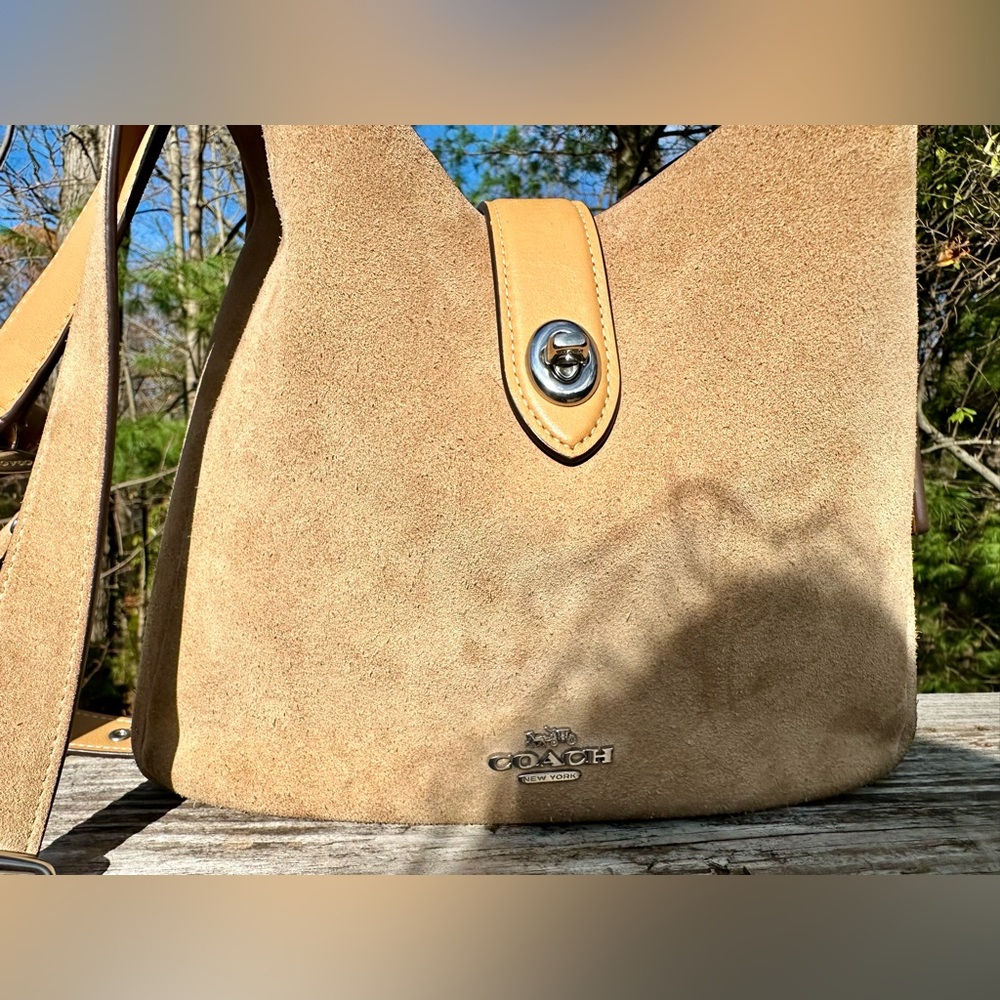 Coach Suede Shoulder Bag in Tan - Picture 3 of 10
